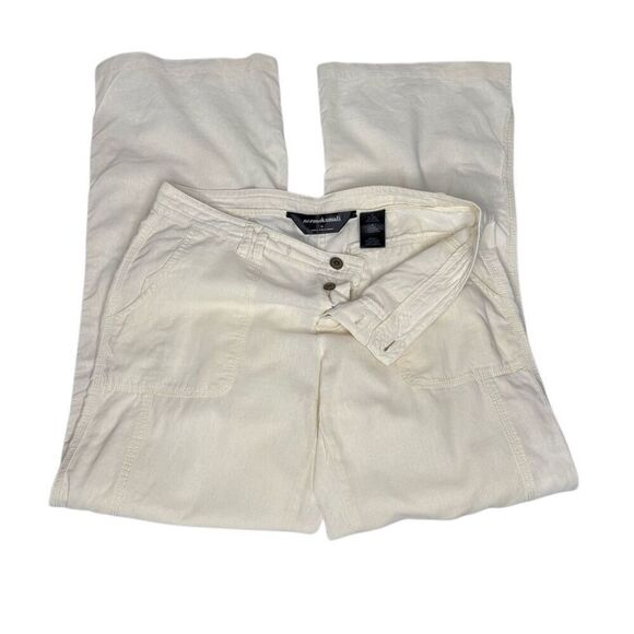 Norma Kamali  straw (cream) linen blend button fly pants size M - Picture 8 of 15